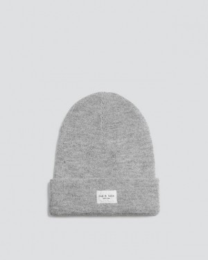 Men's Rag & Bone Addison Beanie Wool Hats Grey | 905AYXIVW