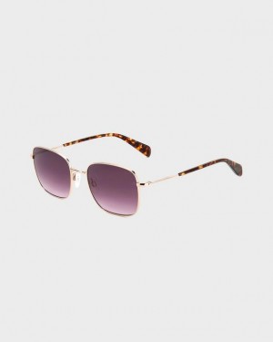 Men's Rag & Bone Breton Square Sunglasses Red Gold | 659EYCXOT