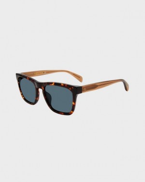 Men's Rag & Bone Cameron Rectangular Sunglasses Havana | 324FVNBOC