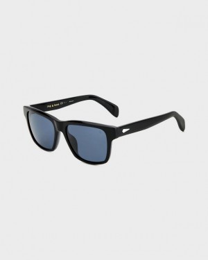 Men's Rag & Bone Canyon Square Sunglasses Black | 931TKGNWS