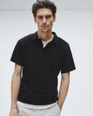 Men's Rag & Bone Classic Flame Pima Cotton Polo Shirt Black | 104URJVBC