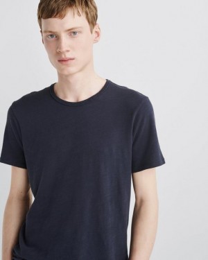 Men's Rag & Bone Classic Flame Tee Cotton T-Shirt Navy | 463NBQOTF