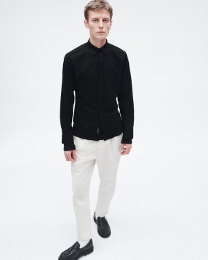 Men's Rag & Bone Fit 2 Engineered Cotton Oxford Slim Fit Shirts Black | 918ZYVERJ