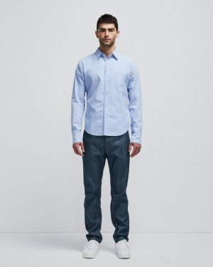 Men's Rag & Bone Fit 2 Engineered Cotton Oxford Slim Fit Shirts Blue | 760BCDPUW