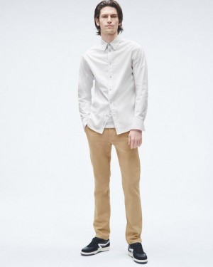 Men's Rag & Bone Fit 2 Engineered Cotton Oxford Slim Fit Shirts White | 795ADZTQO