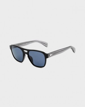 Men's Rag & Bone Flint Square Sunglasses Black | 806NAGYXU