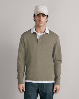 Men's Rag & Bone Garment Dye Cotton Rugby Classic Fit Polo Shirt Lichen | 627TCISWH