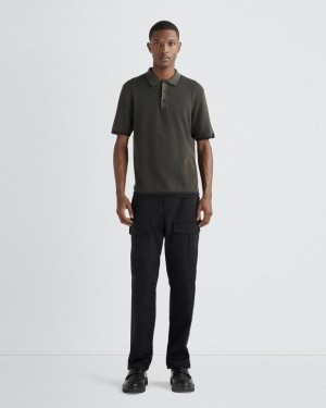 Men's Rag & Bone Harvey Cotton Classic Fit Polo Shirt Grey Green | 097FCWSEV