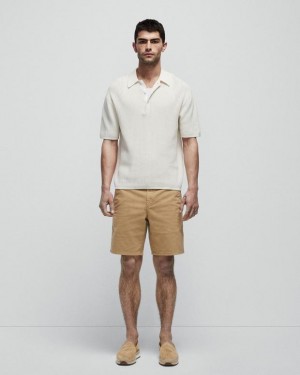 Men's Rag & Bone Perry Cotton Stretch Twill Slim Fit Shorts Cornstalk | 437JHYKNV