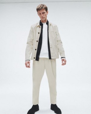 Men's Rag & Bone Pleated Cotton Chino Classic Fit Pants Turtledove | 704GUCIJB