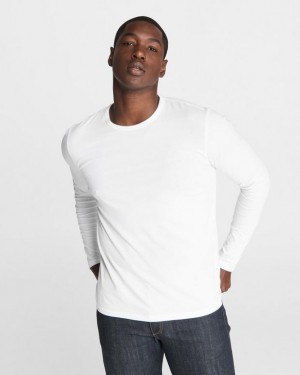 Men's Rag & Bone Pratt Principal Long Sleeve Tee Jersey T-Shirt White | 065JKHYUM