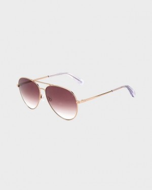 Men's Rag & Bone Ren Pilot Sunglasses Red Gold | 472JUEZAW