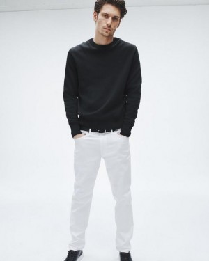 Men's Rag & Bone York Viscose Crew Relaxed Fit Sweaters Black | 768OQVUFG