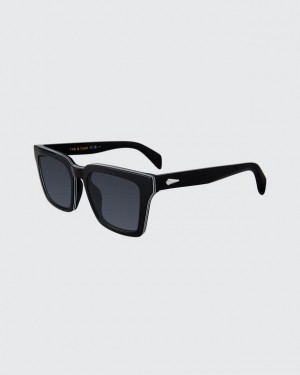 Men's Rag & Bone Zander Square Sunglasses Black | 840NHRLAF