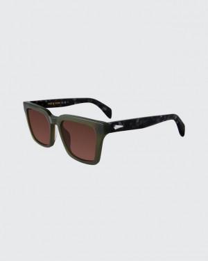 Men's Rag & Bone Zander Square Sunglasses Green | 670OHIGTJ