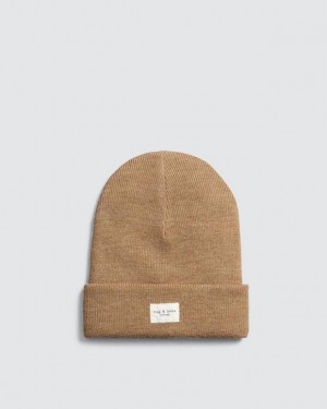 Women's Rag & Bone Addison Beanie Wool Hats Brown | 241AJQPYB