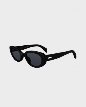 Women's Rag & Bone Ann Oval Sunglasses Black | 785EQDTGF