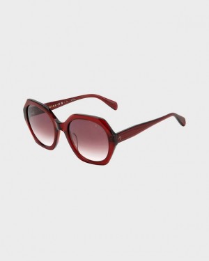 Women's Rag & Bone Annalise Geometric Sunglasses Burgundy | 058UFQZPV