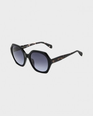 Women's Rag & Bone Annalise Geometric Sunglasses Black | 518NLUFHS