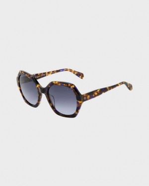 Women's Rag & Bone Annalise Geometric Sunglasses Brown Blue | 184XFHWDY