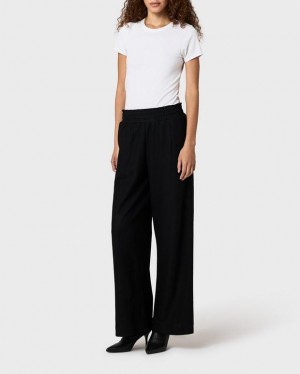 Women's Rag & Bone Bailey Wool Relaxed Fit Pants Black | 157WTSOYC