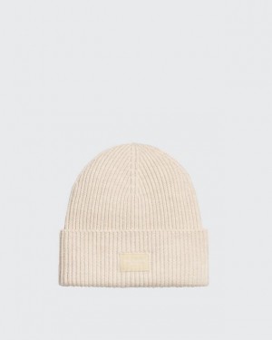 Women's Rag & Bone Blake Beanie Wool Hats White | 843IHDRUT