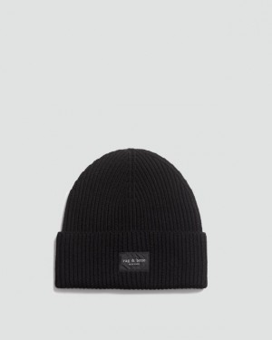 Women's Rag & Bone Blake Beanie Wool Hats Black | 281MYKZXQ