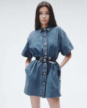 Women's Rag & Bone Carter Denim Mini Dress Elle | 829PIZROH