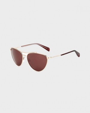 Women's Rag & Bone Clare Butterfly Sunglasses Red Gold | 627ZYPDJN