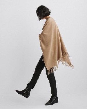 Women's Rag & Bone Classic Cashmere Poncho Midweight Poncho Ponchos Brown | 540MQFLCS