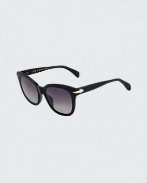 Women's Rag & Bone Darcy Rectangular Sunglasses Black | 826QVNBPI