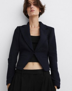 Women's Rag & Bone Elle Tweed Classic Fit Blazers Navy | 089WICQEK