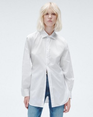 Women's Rag & Bone Ellison Cotton Poplin Relaxed Fit Button Down Tops White | 419GCLZQP