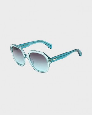 Women's Rag & Bone Elly Butterfly Sunglasses Turquoise | 549MSTEIW