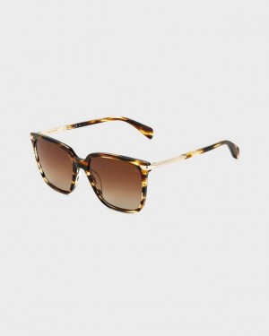 Women's Rag & Bone Erin Butterfly Sunglasses Brown | 093HUYGAQ