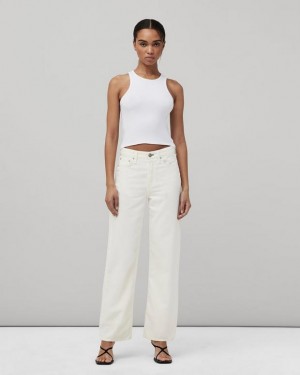 Women's Rag & Bone Featherweight Logan Wide-Leg Mid-Rise Featherweight Jeans Ecru | 976WBDYSG