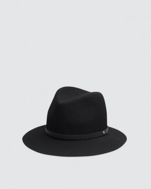 Women's Rag & Bone Floppy Brim Fedora Wool Hats Black | 378YPIUZG