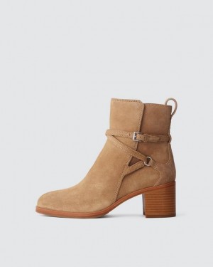 Women's Rag & Bone Hazel Buckle - Suede Chelsea Boots Brown | 396LCQVFA