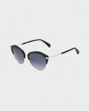 Women's Rag & Bone Josie Oval Sunglasses Black | 458VWLRKA