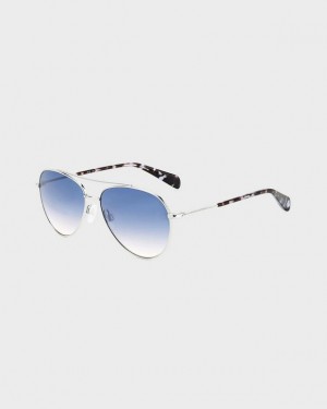 Women's Rag & Bone Leslie Aviator Sunglasses Palladium | 614AIEWVS