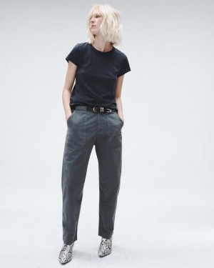 Women's Rag & Bone Leyton Cotton Relaxed Fit Pants Dark Grey | 684GDVCUQ