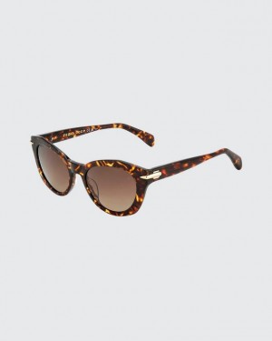 Women's Rag & Bone Lily Square Sunglasses Havana | 256SLFQEY