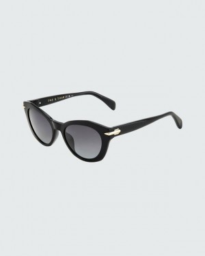 Women's Rag & Bone Lily Square Sunglasses Black | 130JFOAEM