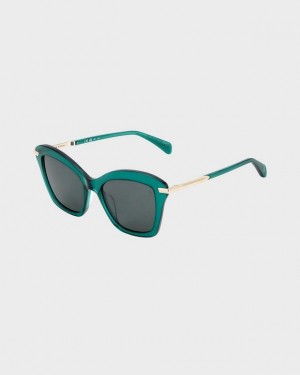 Women's Rag & Bone Marsha Cat Eye Sunglasses Green | 962PORATX