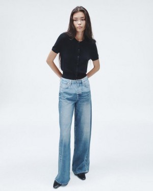 Women's Rag & Bone Miramar Sofie Full Length Wide-Leg Trompe L'oeil Cotton Jeans Antonia | 510AMYHOZ