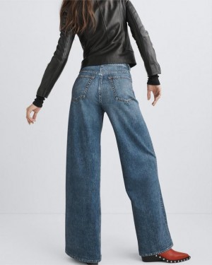 Women's Rag & Bone Miramar Sofie Full Length Wide-Leg Trompe L'oeil Cotton Jeans Kimber | 064XYBHJG