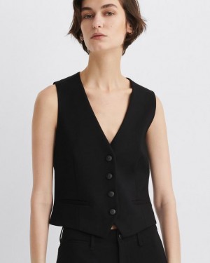 Women's Rag & Bone Priya Ponte Tailored Fit Vest Black | 584JTEPYC