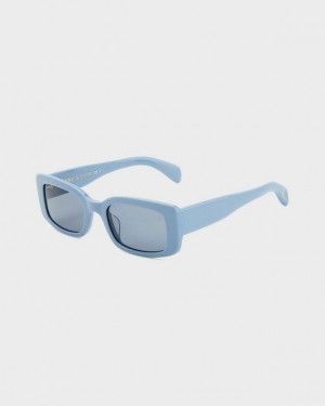 Women's Rag & Bone Reed Rectangular Sunglasses Blue | 765KCPHXS