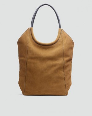 Women's Rag & Bone Remi Shopper Large Tote Bags Brown | 024NDZOGH