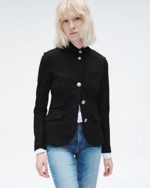 Women's Rag & Bone Slade Ponte Slim Fit Blazers Black | 275CMAQBX